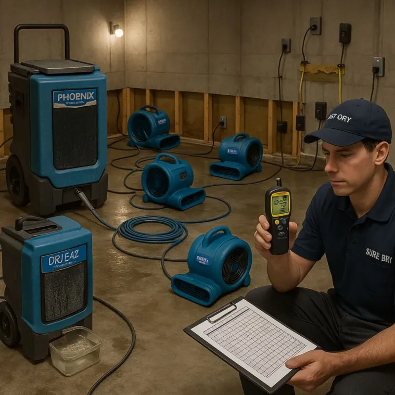 Structural Drying and Dehumidification process in Plymouth, CT